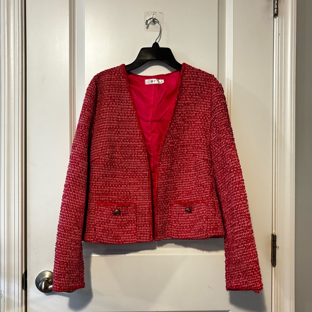 Women's Red Tweed Blazer
